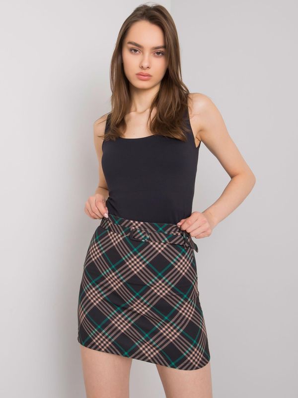 Fashionhunters Black and green plaid pencil skirt