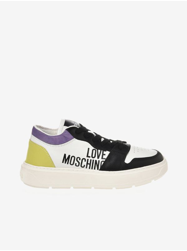 Love Moschino Black & White Women's Leather Sneakers Love Moschino - Women