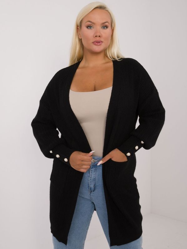 Fashionhunters Black cardigan plus size without fastening