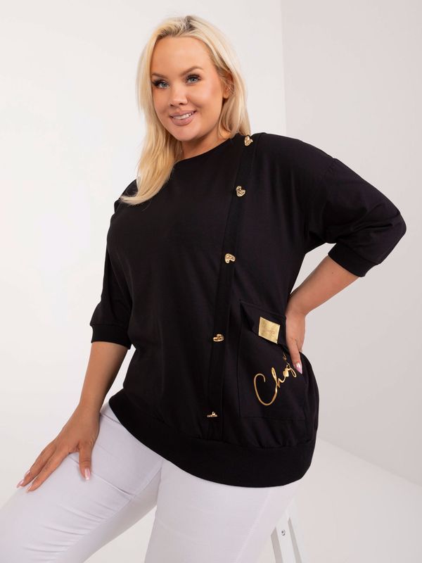 Fashionhunters Black casual plus size blouse with lettering