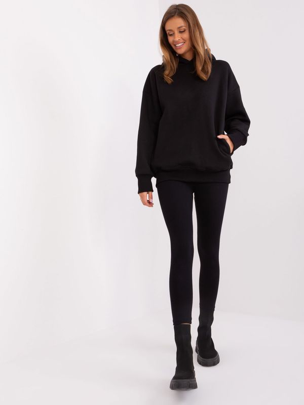 Fashionhunters Black casual set with an oversize hoodie