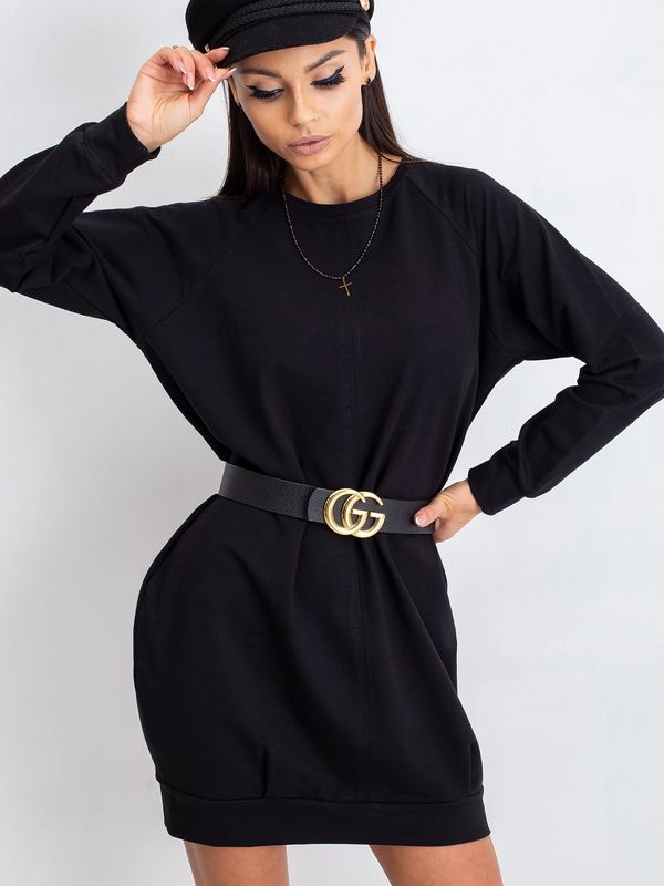 Fashionhunters Black Cotton Dress