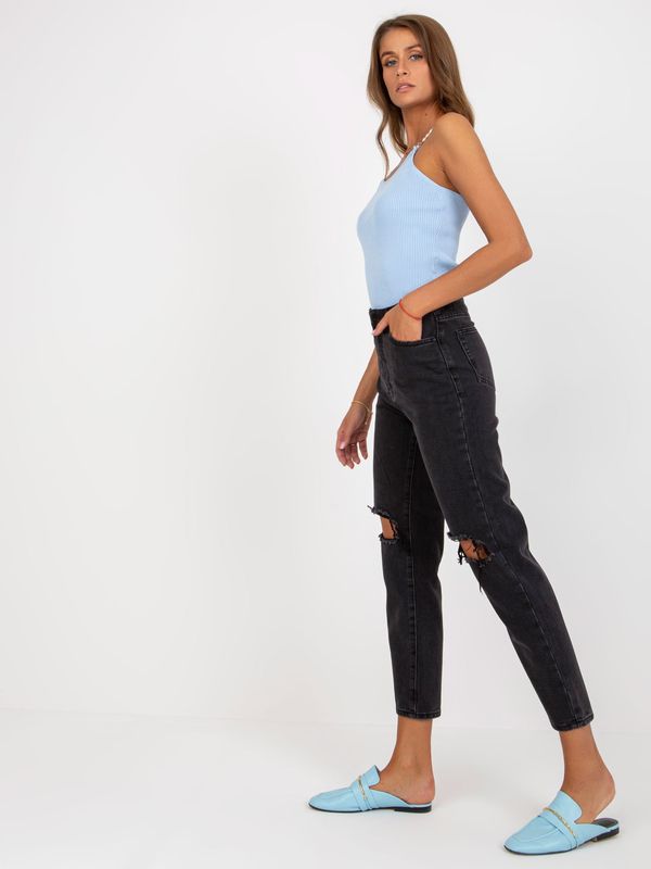 Fashionhunters Black denim jeans with high waist