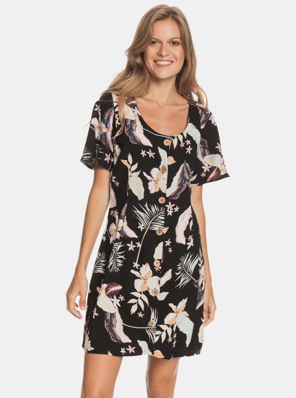 Roxy Black Floral Dress with Buttons Roxy - Women