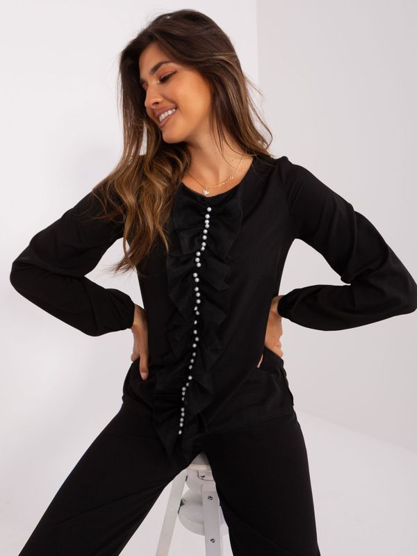 Fashionhunters Black formal blouse with long sleeves