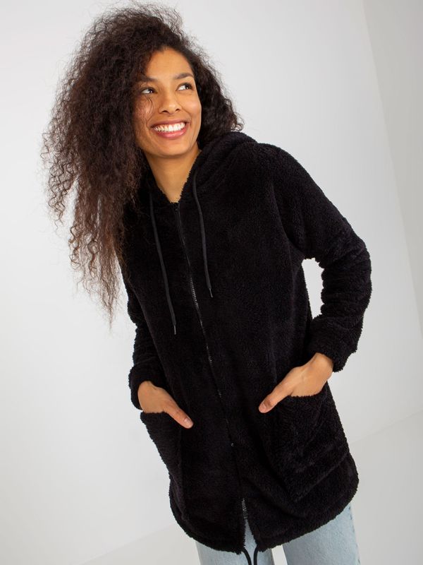 Fashionhunters Black fur sweatshirt by RUE PARIS