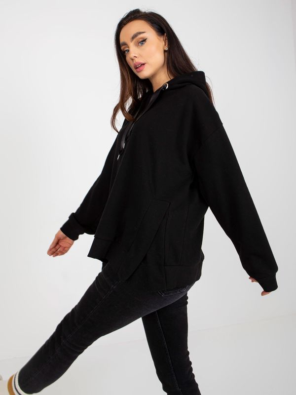 Fashionhunters Black hoodie with drawstrings