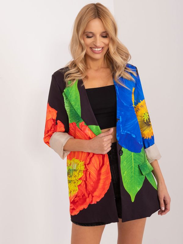 Fashionhunters Black jacket with colorful print