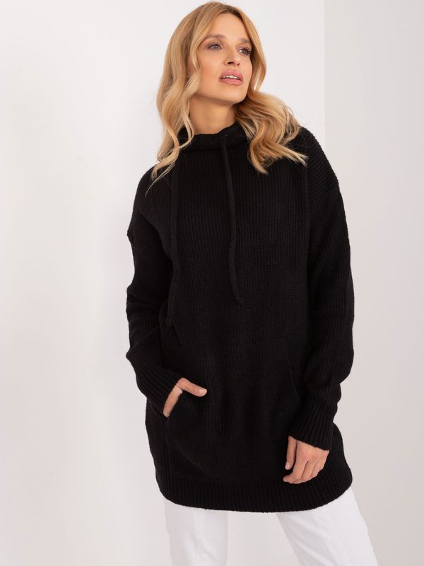 Fashionhunters Black kangaroo hooded sweater