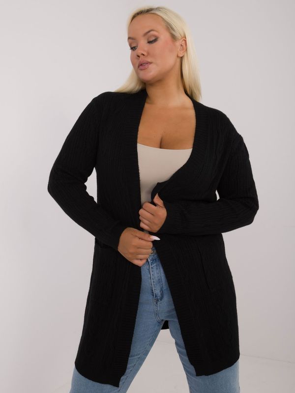 Fashionhunters Black large size sweater with long sleeves