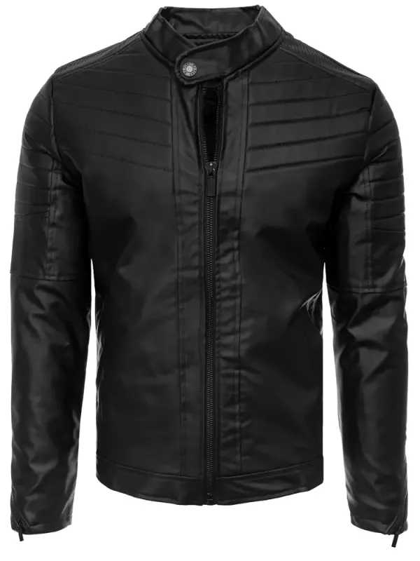 DStreet Black men's leather jacket Dstreet z