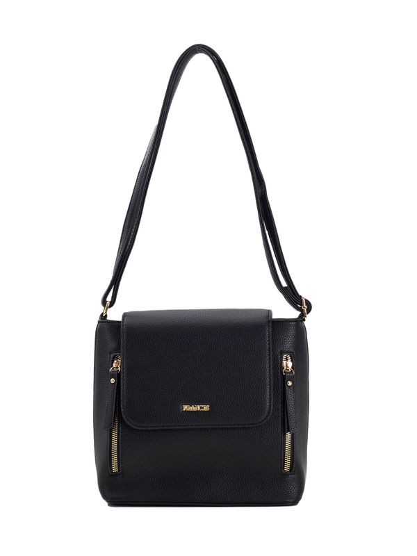 Fashionhunters Black messenger bag with decorative zippers