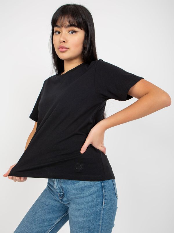 Fashionhunters Black monochrome T-shirt with round neckline by MAYFLIES