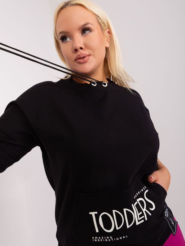Fashionhunters Black plus size blouse with lettering