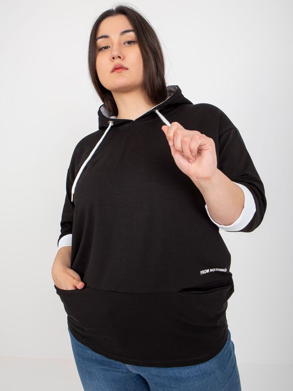 Fashionhunters Black plus size sweatshirt with pockets