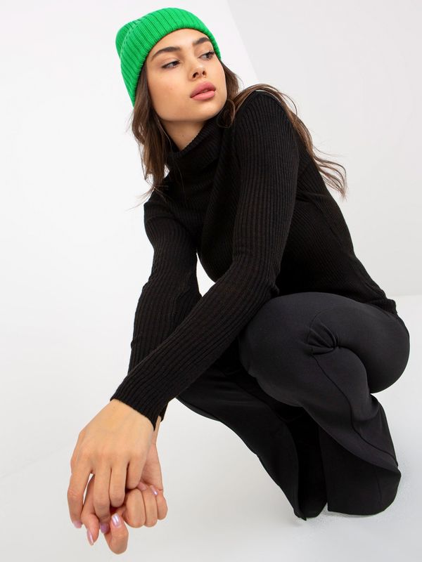 Fashionhunters Black ribbed sweater with long sleeves