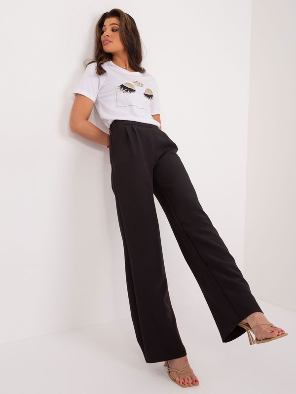 Fashionhunters Black smooth high-waisted fabric trousers