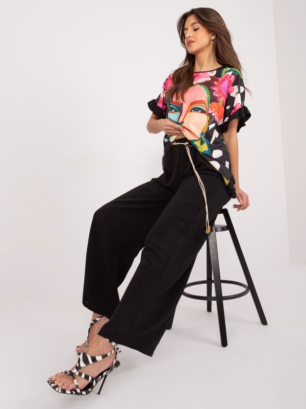 Fashionhunters Black summer set with straight trousers