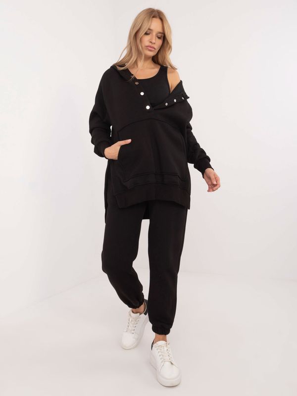 Fashionhunters Black women's basic set of oversize cut