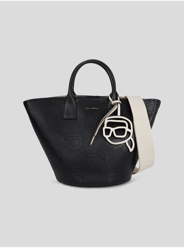 Karl Lagerfeld Black women's leather handbag KARL LAGERFELD Ikonik 2.0 Perforated Tote - Women