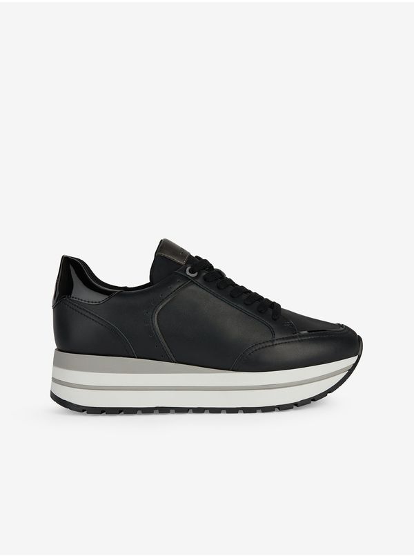 GEOX Black women's leather sneakers on the Geox New Kency platform - Women's