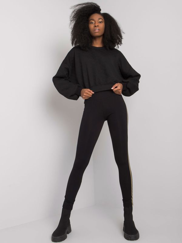 Fashionhunters Black women's leggings with stripes Elena RUE PARIS