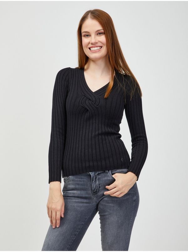 Guess Black Women's Ribbed Sweater Guess Ines - Women