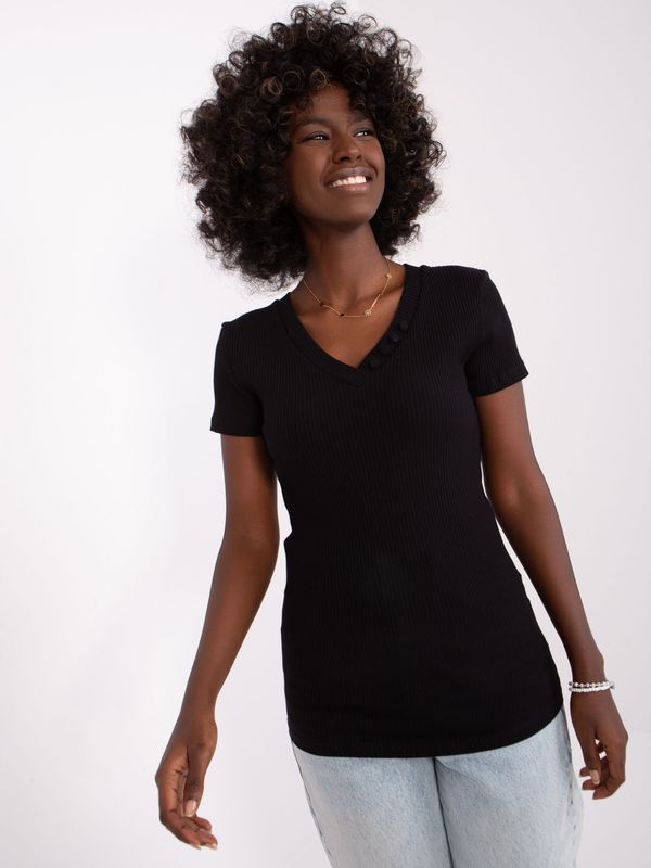 Fashionhunters Black Women's Short Sleeve Blouse