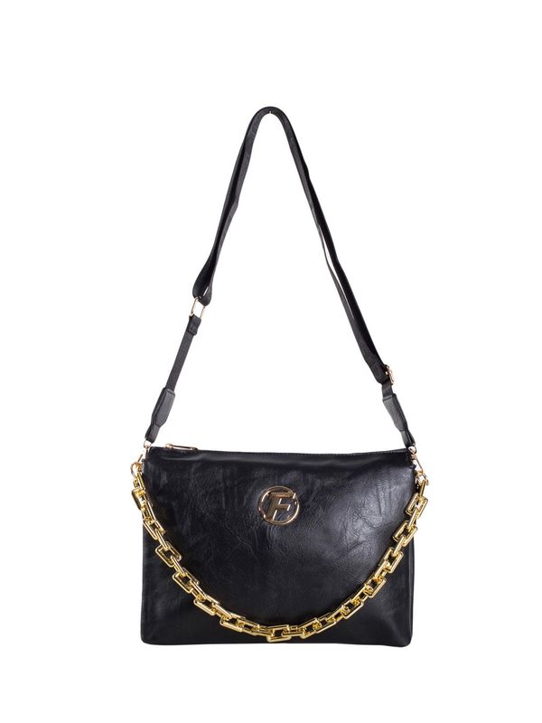 Fashionhunters Black women's shoulder bag with chain