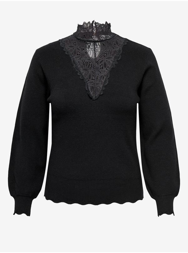 Only Black women's sweater with lace ONLY CARMAKOMA Rebecca - Women