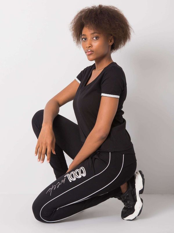 Fashionhunters Black women's sweatpants with application