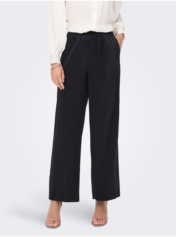 Only Black Womens Wide Satin Trousers ONLY Victoria - Women