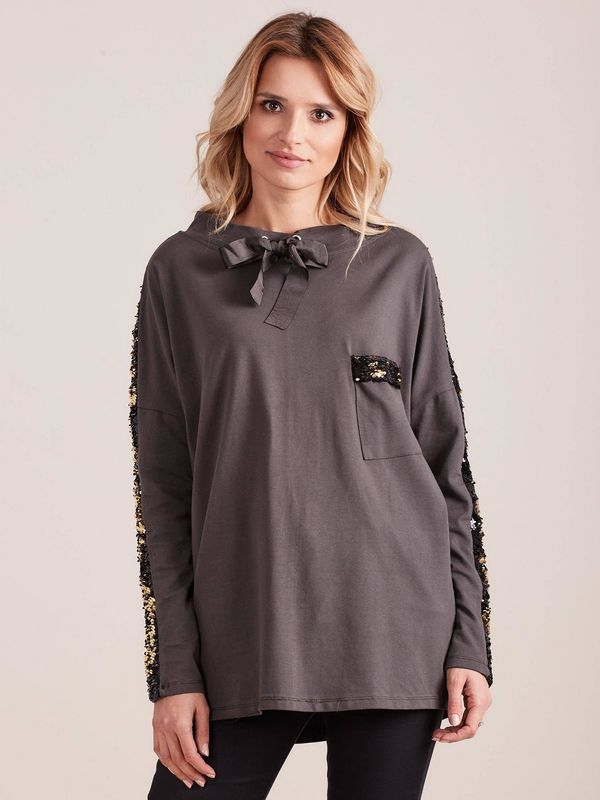Yups Blouse decorated with anthracite sequins