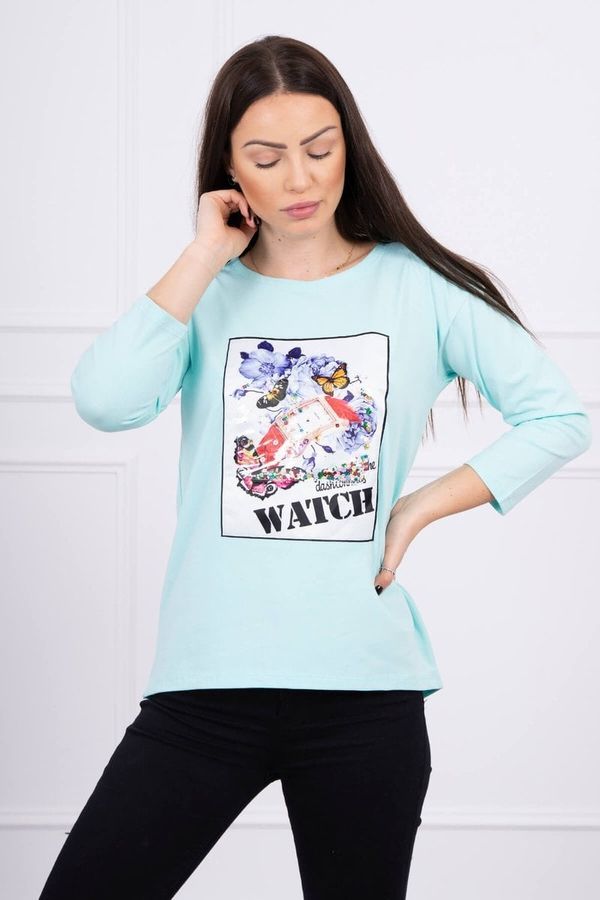 Kesi Blouse with 3D Watch mint graphics