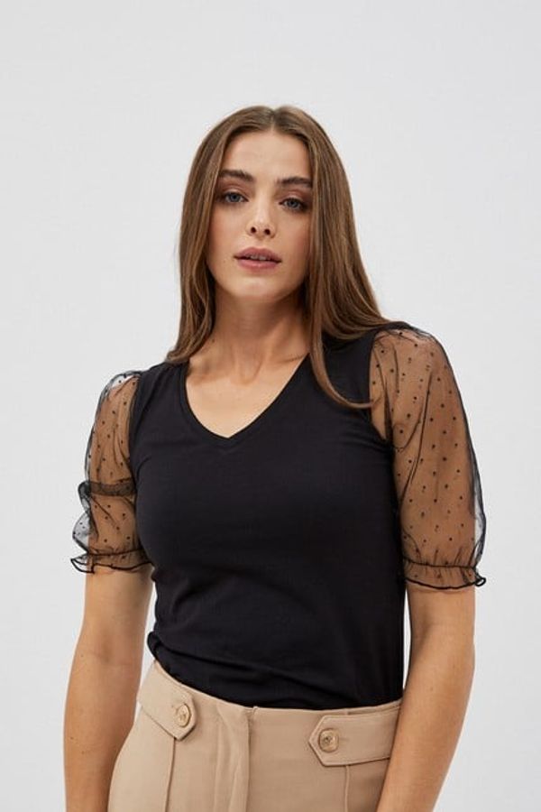 Moodo Blouse with decorative sleeves - black