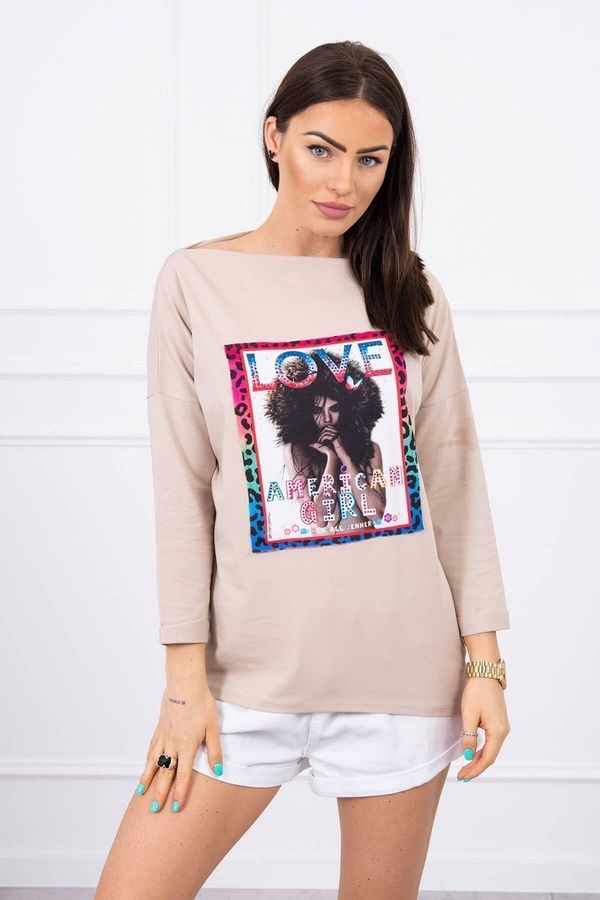 Kesi Blouse with graphic American Girl beige S/M - L/XL