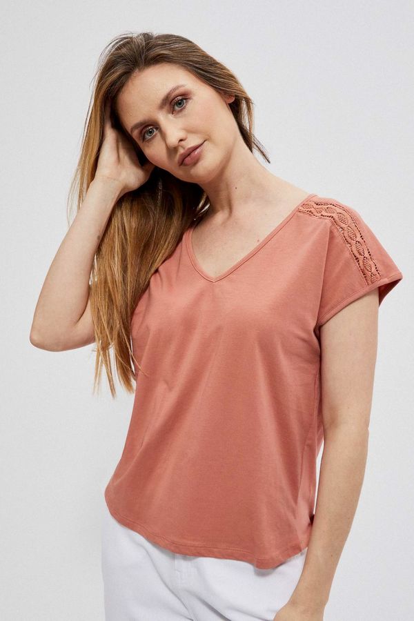 Moodo Blouse with openwork decoration - coral