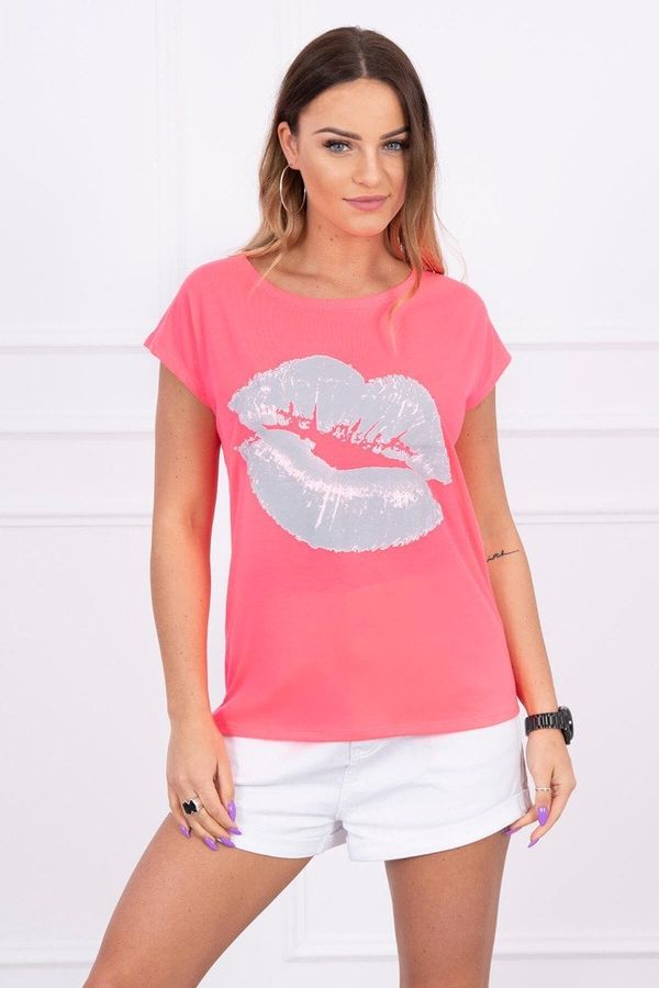 Kesi Blouse with pink neon lip print