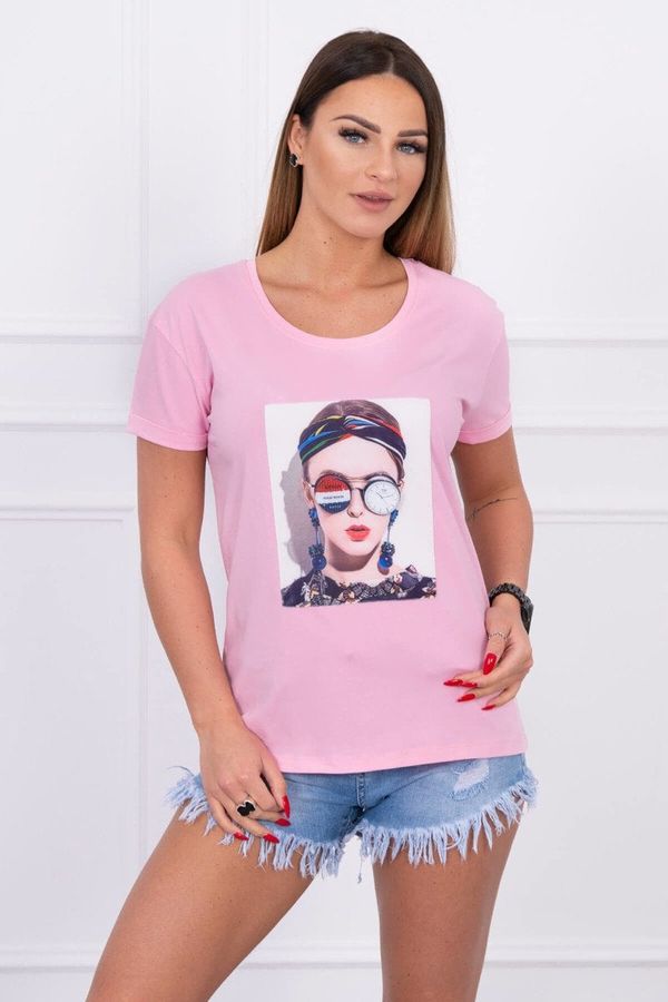 Kesi Blouse with women's graphics powder pink