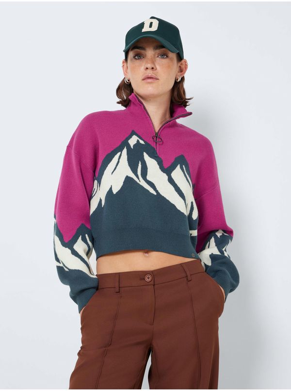 Noisy May Blue and pink patterned sweater Noisy May Peaks - Women