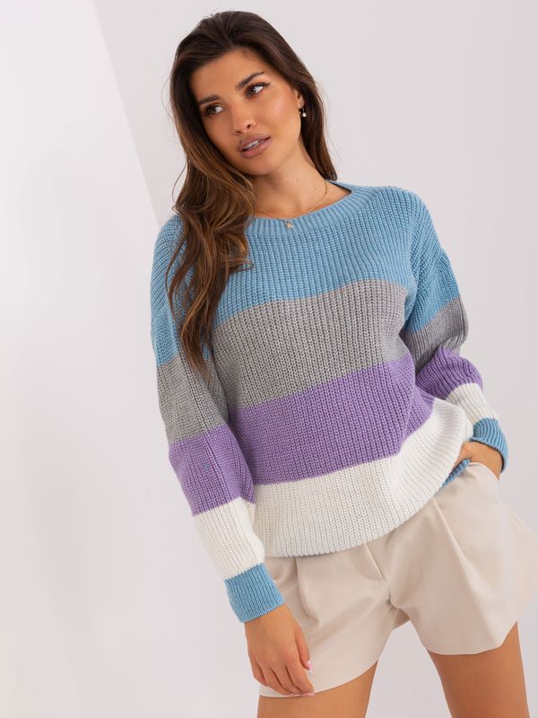 Fashionhunters Blue and purple striped oversize sweater