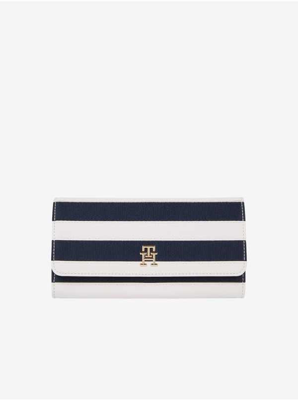 Tommy Hilfiger Blue and White Striped Women's Wallet Tommy Hilfiger Iconic LRG - Ladies