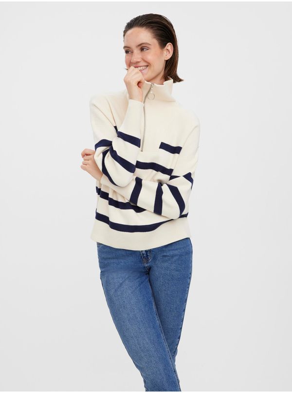 Vero Moda Blue-cream striped sweater VERO MODA Saba - Women