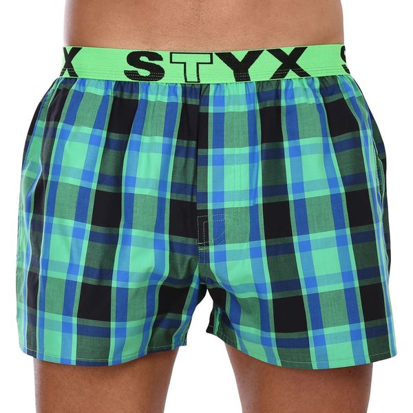 STYX Blue-green men's plaid boxer shorts Styx