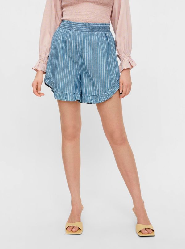 Pieces Blue Striped Loose Shorts Pieces Tiffany - Women's