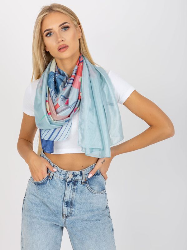 Fashionhunters Blue thin scarf with print