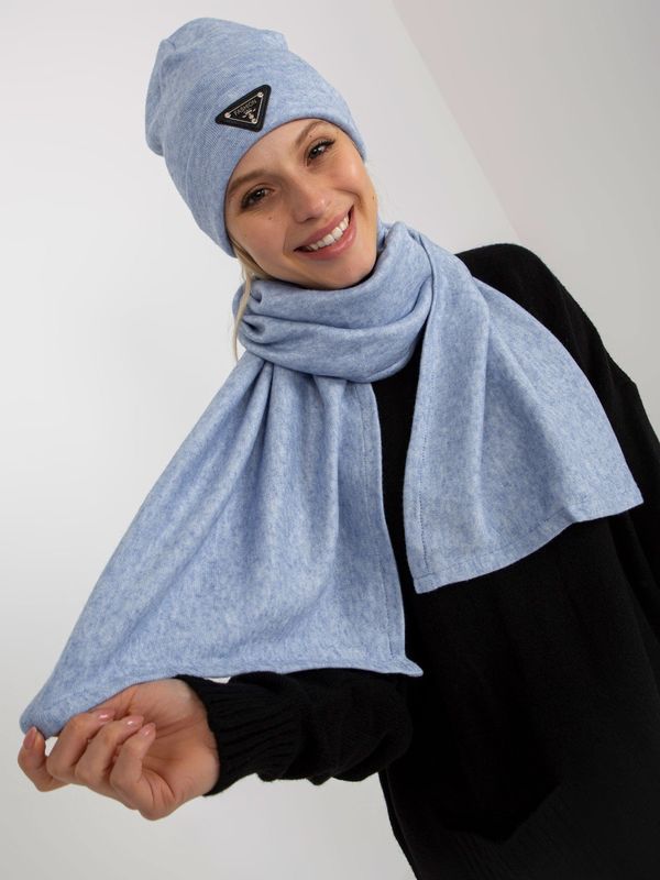 Fashionhunters Blue winter set with scarf and cap