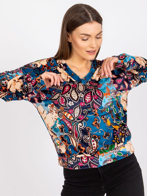 Fashionhunters Blue Women's Blouse with Ruby Prints