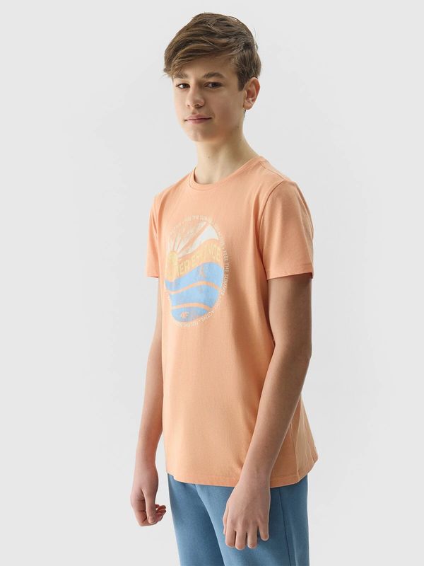 4F Boys' T-shirt in a regular fit with a 4F print - coral