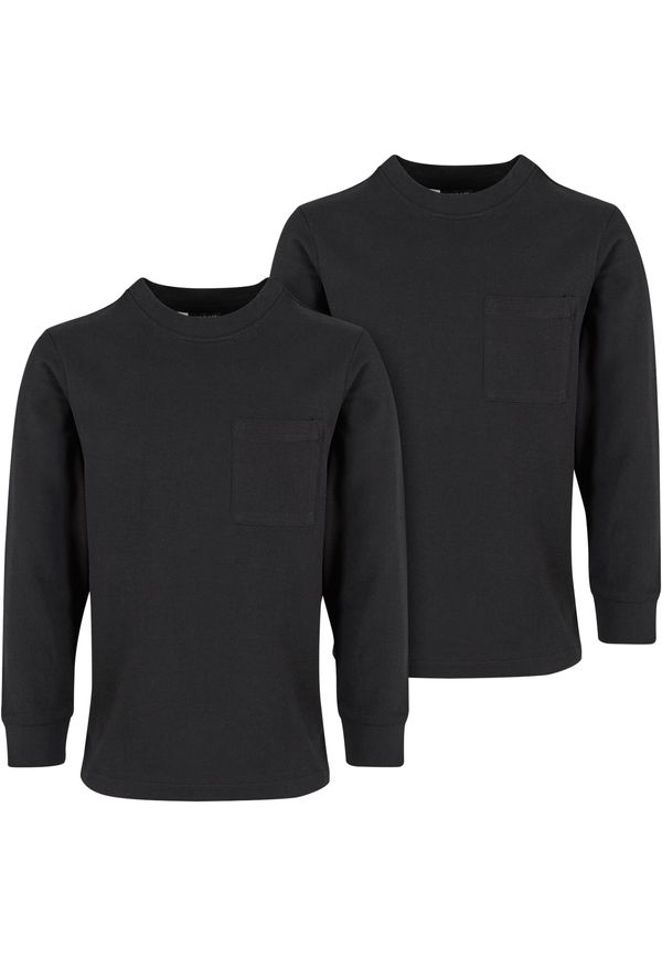 Urban Classics Boys' T-Shirt Pocket - 2 Pack Black+Black